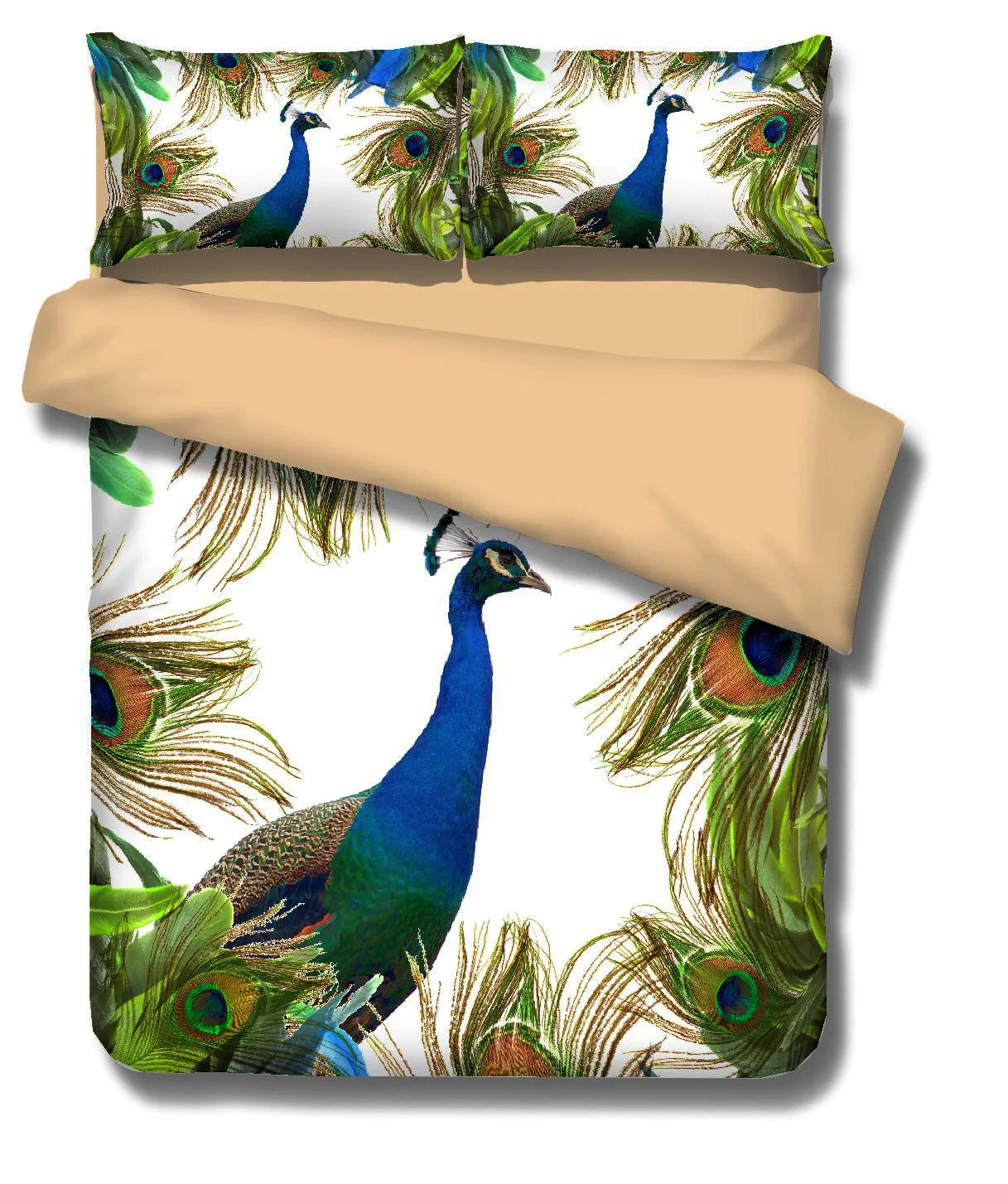 CHARMHOME 3D Animal Peacock Bedding Sets 3pc Printing Duvet Cover Set(Quilt Cover+Pillow Case