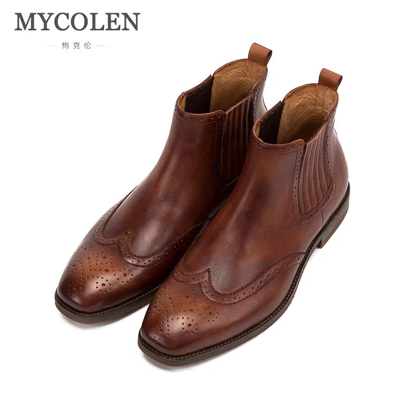 

MYCOLEN New Chelsea Boots Men 'S Boots Casual Square Toe Fall Winter Cow Male Boots Short Tube Homme Shoes Botas Hombre Cuero