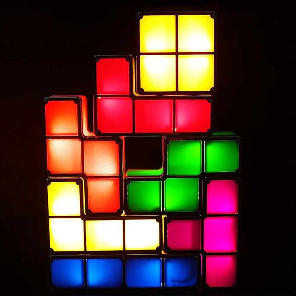 Tetris Blocks Toys Cube Light Stackable DIY LED Desk Lamp Constructible