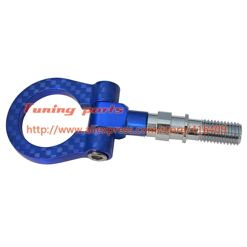 Blue Color Universal Aluminum JDM Tow Hook With Embossed JDM Racing Car