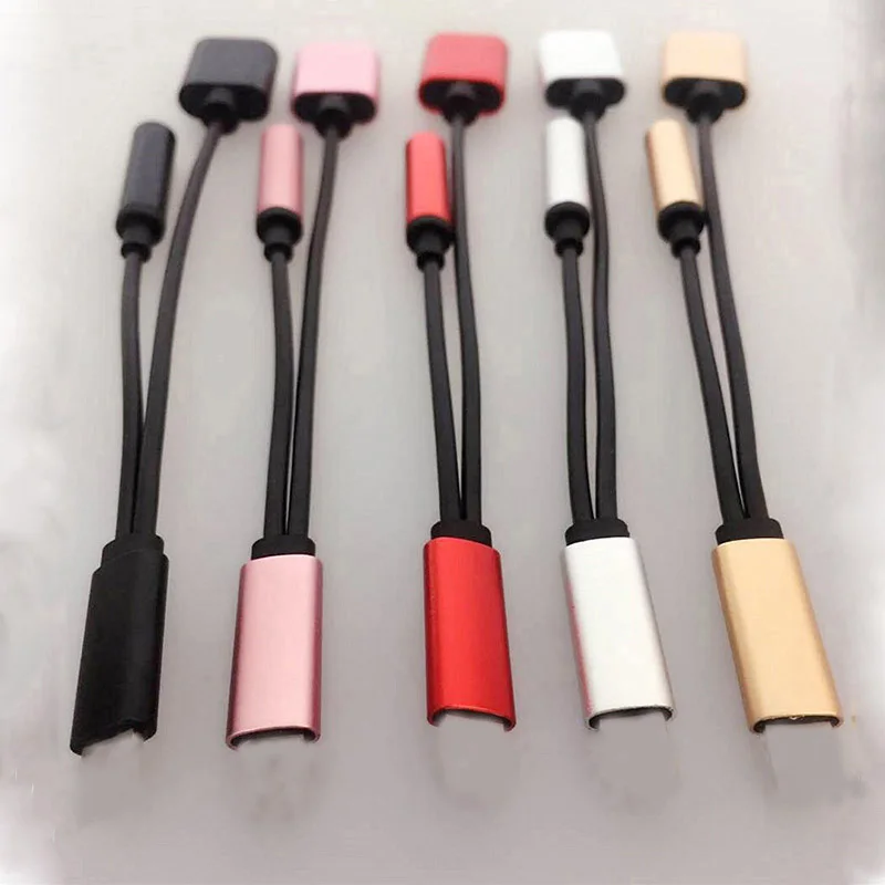 2 in 1 Adapter to 3.5mm Earphone Audio Charging Adapter Splitter Cable For iPhone 8 7 6 6s Plus Headphone Adapter IOS 12