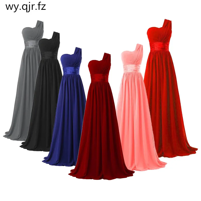 

LLY6818BL#New spring summer 2019 dark blue one-shoulder long bride wedding party toast dress Bridesmaid Dresses cheap wholesale