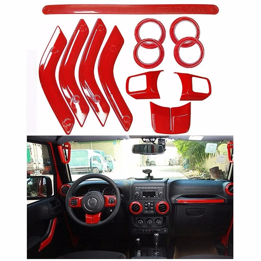 Полный комплект красных декоративных накладок для салона J175 чехол Jeep Wrangler Cab 4 Door