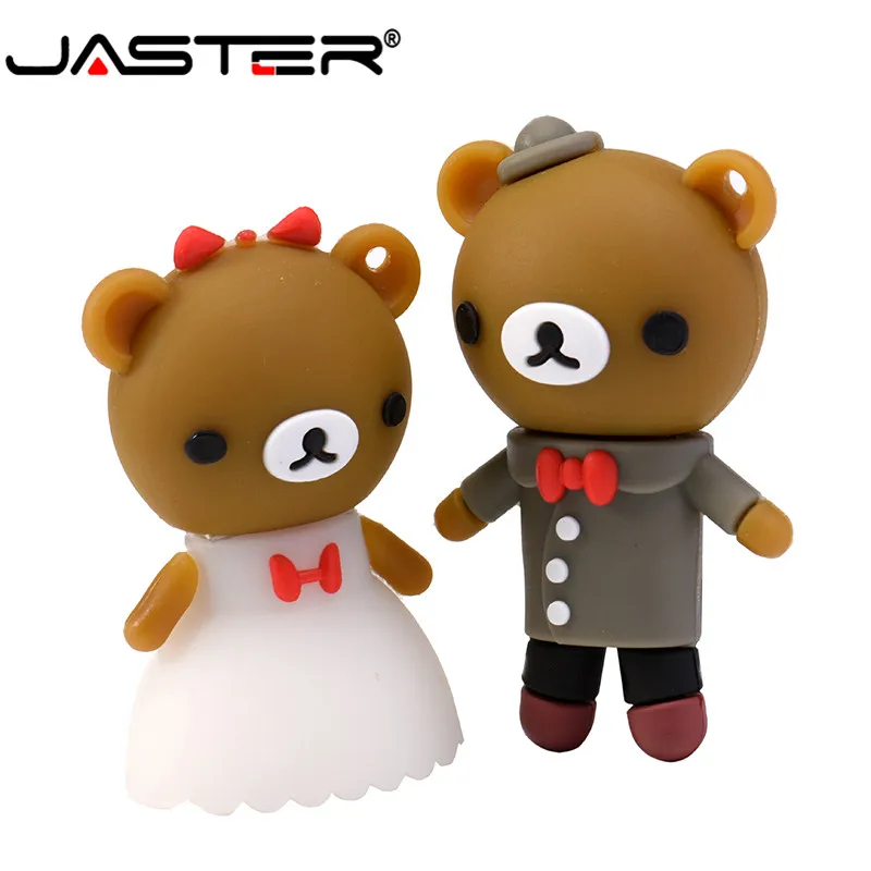JASTER Свадебный мультяшный медведь pendrive 4 ГБ 8 16 32 64 Гб ручка для жениха usb флеш