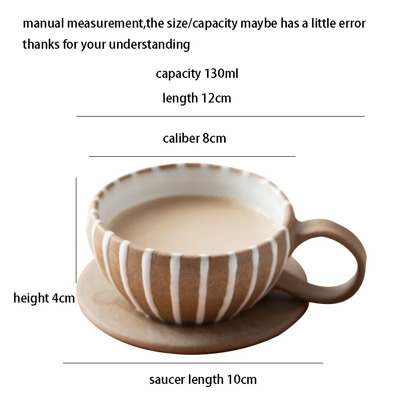 130 мл японский стиль грубая керамика кофейная чашка ручной работы керамическая посуда для напитков концентрированная кофейная чашка с блюдцем Потяните кружки с цветами