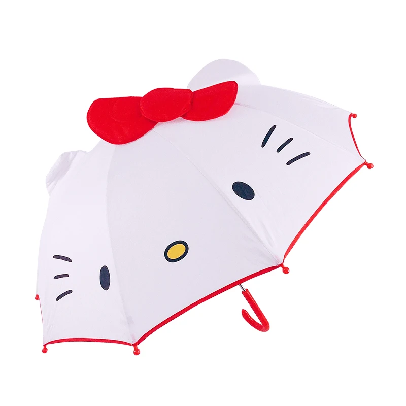 Милый мультяшный детский зонтик hello kitty, детский зонт с милыми ушками для девочек, детский зонтик для студентов, белый зонтик с длинной ручкой - Цвет: White
