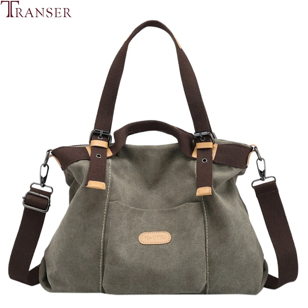 

Transer Women's Canvas Handbag Women Large Pocket Casual Tote Fashion female Vintage High capacity Shoulder Crossbody Bags #30