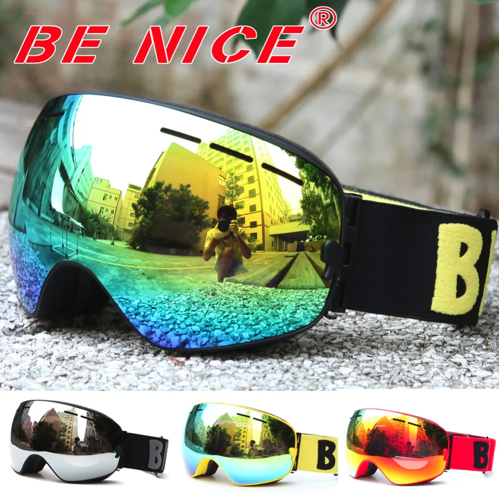 Buy Benice Brand Skiing Eyewear Anti Fog Double Lens