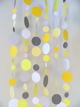 

Yellow and Gray Baby Shower Decorations - Gray and Yellow Wedding decor - Birthday garland -Photo Backdrop Paper Curtain