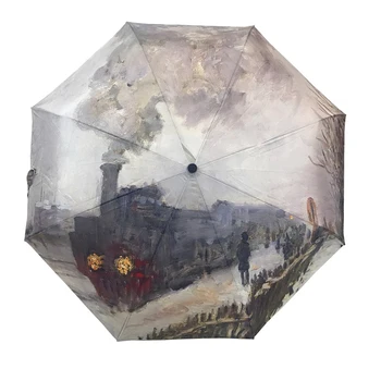 

Printed Automatic Folding Umbrella Rain Woman Painting Umbrella Corporation Compact Art Umbrellas For Man Windproof Paraguas