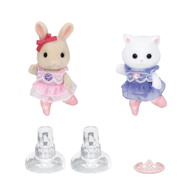 Sylvanian Families, пушистый кукольный домик с животными, фигурка балерины, друзья, Шелковый комплект с кошкой и кроликом для сестры, подарок для девочек, новинка 5257