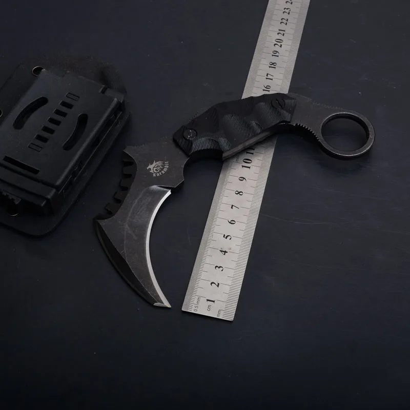 

Hysenss Stonewashed Doomsday Karambit Claw Tactical Fixed Blade knife G10 Handle AUS-8 Blade Military Utility Rescue EDC Tools