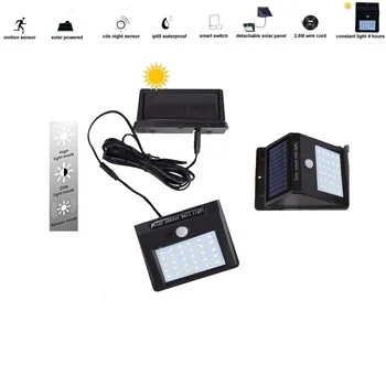 

30 leds solar light led lamp split panel motion sensor wireless for garden garage patio lantern security deck fence decor