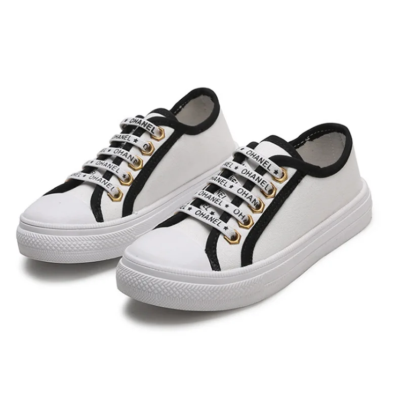 

New 2018 Kids Children Boy Shoes Canvas Lace Up Casual Girls Flat Shoes White Black Autumn School Sneakers Canvas Girls Shoes