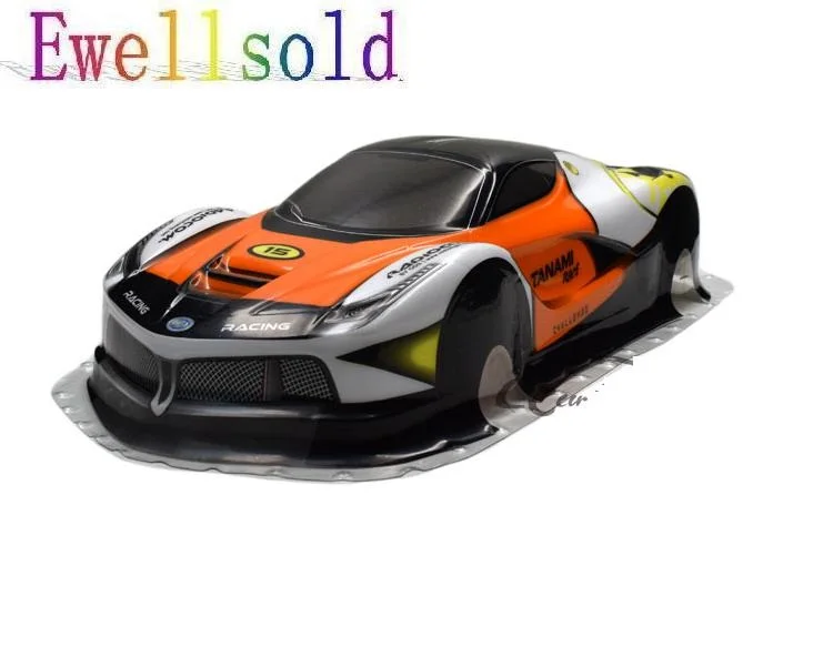 

Ewellsold 1/10 RC car accessories 1/10 RC racing on-road drift car painted PVC Body Shell (445*195mm,wheelbase 260mm) 2pcs
