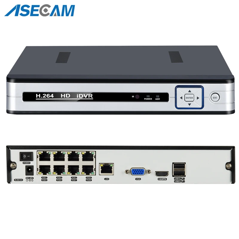 

New 4CH 8CH 48V PoE 1080P H.265 NVR All-in-one Network Video Recorder for PoE Onvif IP Cameras P2P XMeye CCTV System