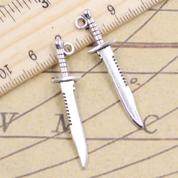 

20pcs Charms Sword Dagger 43x10mm Antique Silver Color Pendants Making DIY Handmade Tibetan Finding Jewelry For Bracelet
