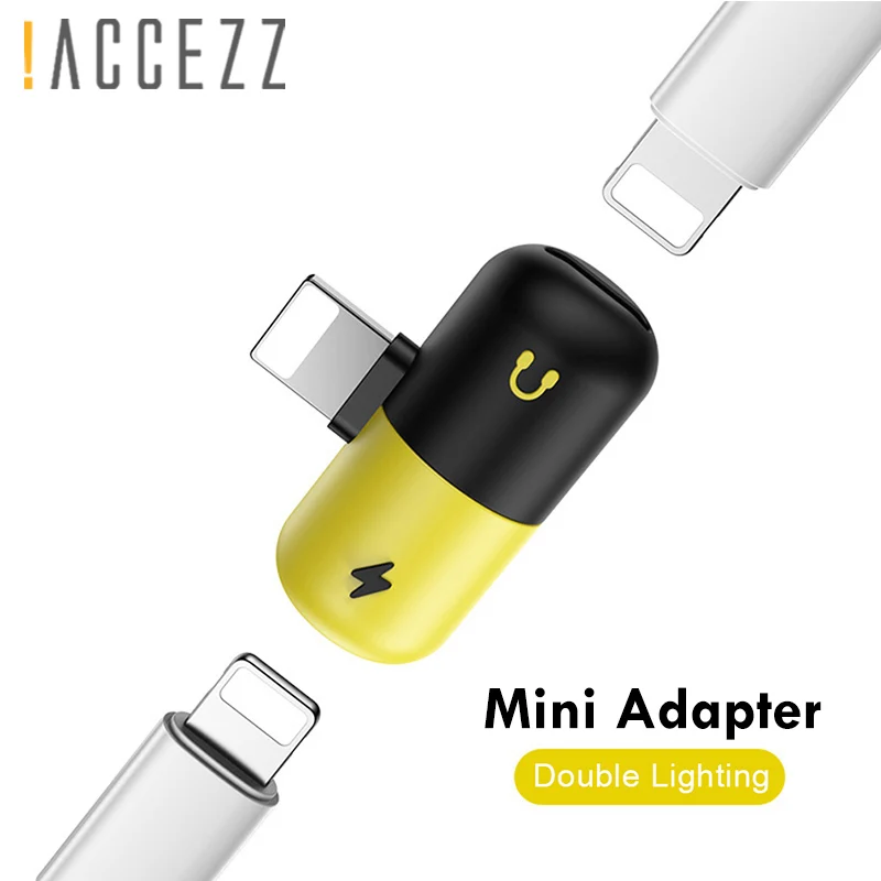 

!ACCEZZ Mini Bee 2 3 IN 1 Fast Charge&Headphone Adapter Dual Lighting For iphone X 8 7 Plus Audio&Charging&Listen AUX Splitter