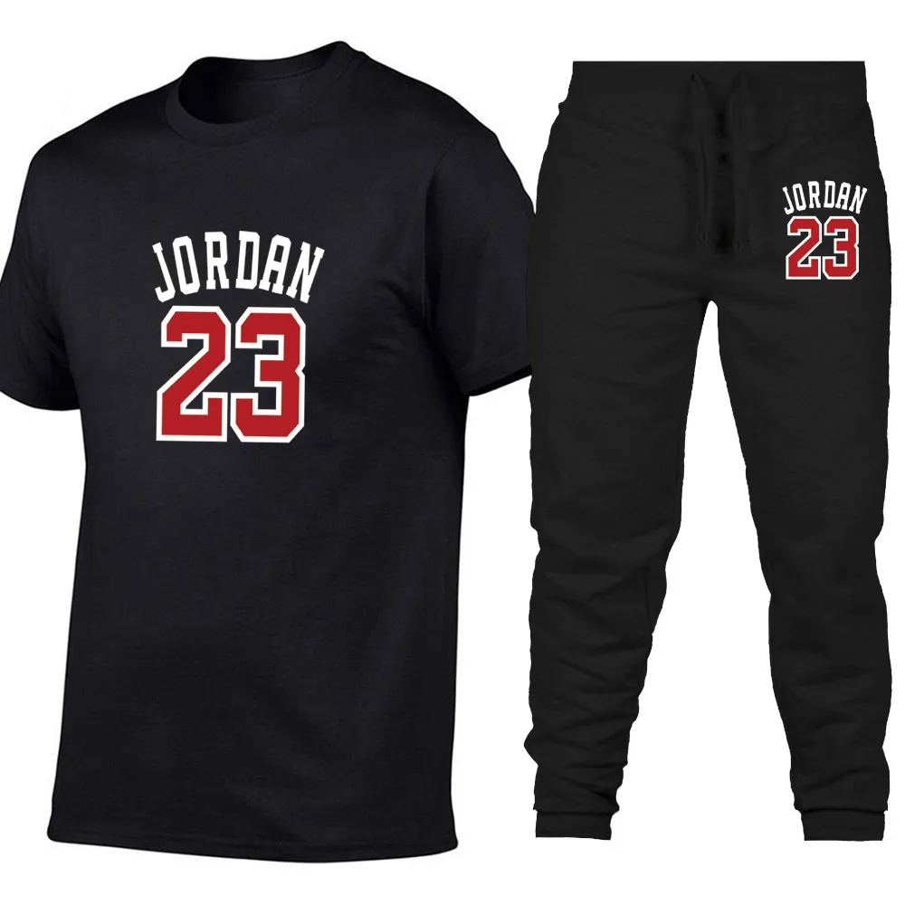 

2019 New T-shirt+Pants Men's Sets Jordan 23 Print Men Brand Clothing Two piece suit Mens Sportswear Tracksuit Gyms Jogger Sets