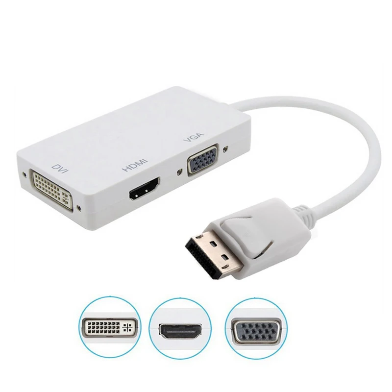 

1080P Display Port DP to VGA/HDMI/DVI Converter Cable Adapter 3 In 1 Display Port Connector free shipping
