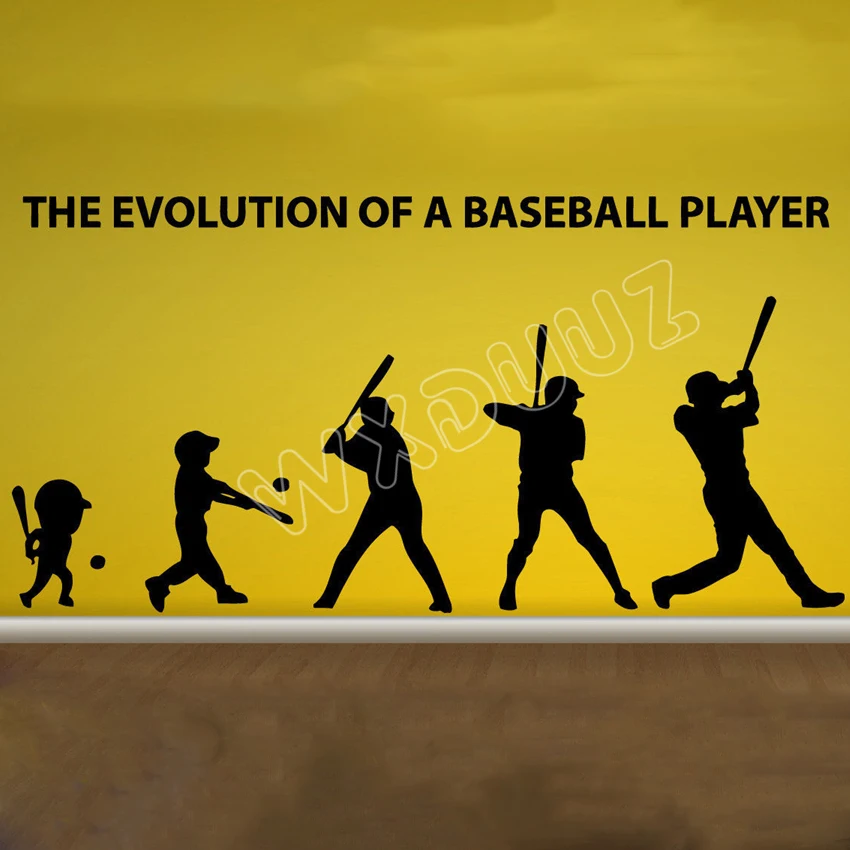 Art Decor Home Decor Evolution Baseball Bat Glove Sport Wall Stickers