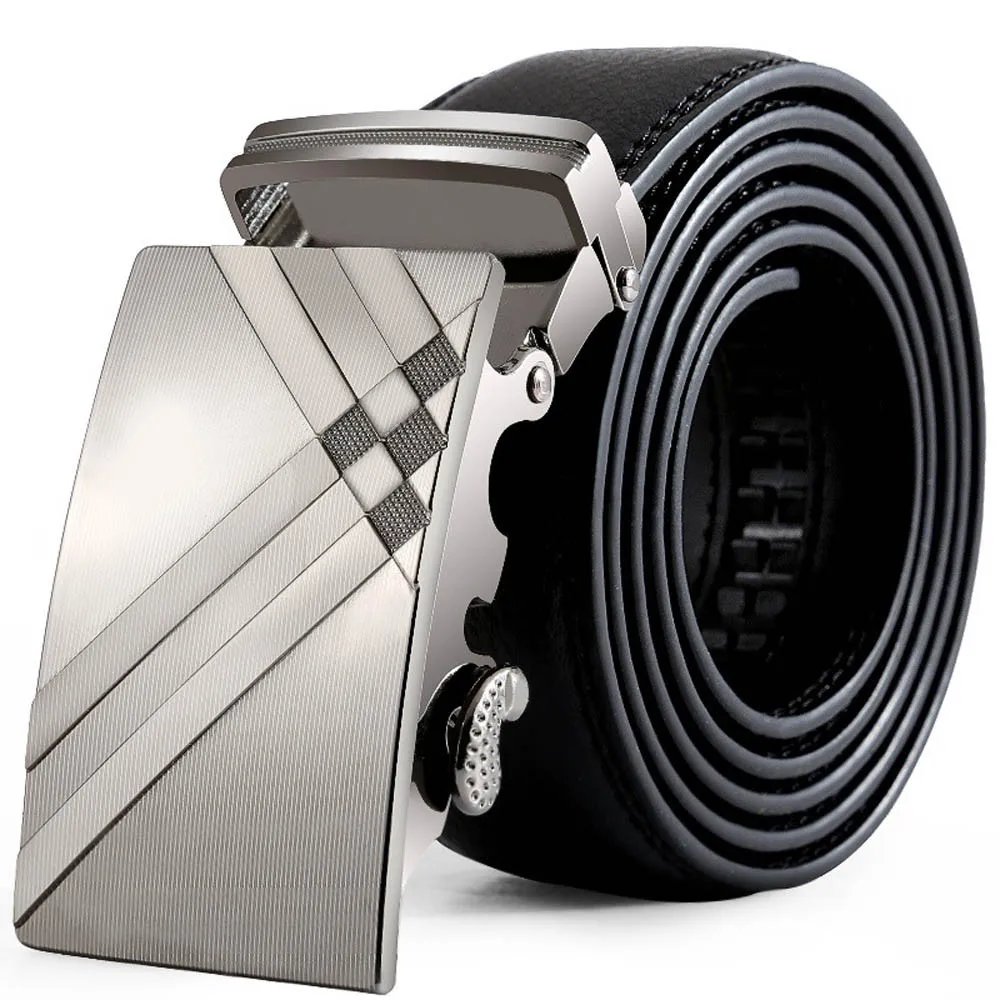 

Men Belt Male Genuine Leather Strap Belts For Men Top Quality Automatic Buckle black Belts Cummerbunds Cinturon Hombre #QQ