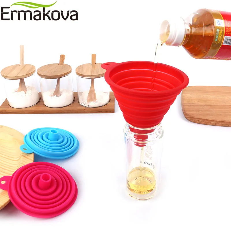 Пищевая силиконовая Складная воронка ERMAKOVA 100% гибкая складная кухонная Воронка