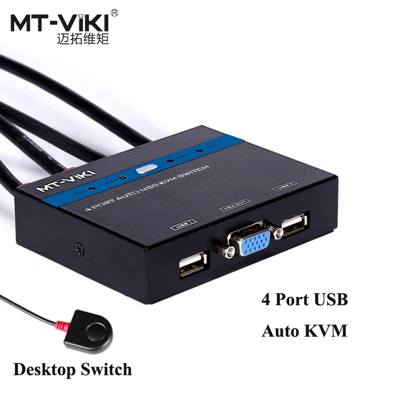 MT VIKI USB VGA Converter 4 Port Smart Auto KVM Switch