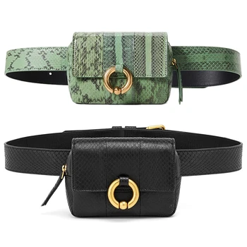

LJL-Vogue Design Waist Bags Fanny Pack For Women High-End Leather Serpentine Lady Belt Bags Phone Bag Handy Bum Bag