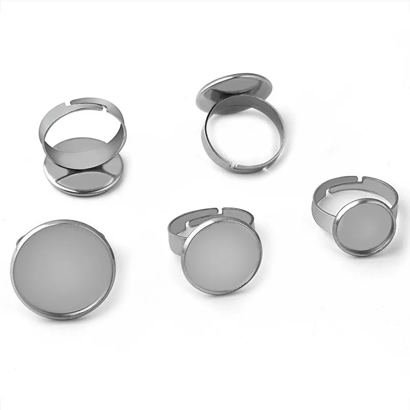 

10pcs Rings Settings Bases Bezel Tray 316L Stainless Steel Rings Blank Base Fit 6/8/10/12/14/16/18/20mm Cabochon Cameo DIY