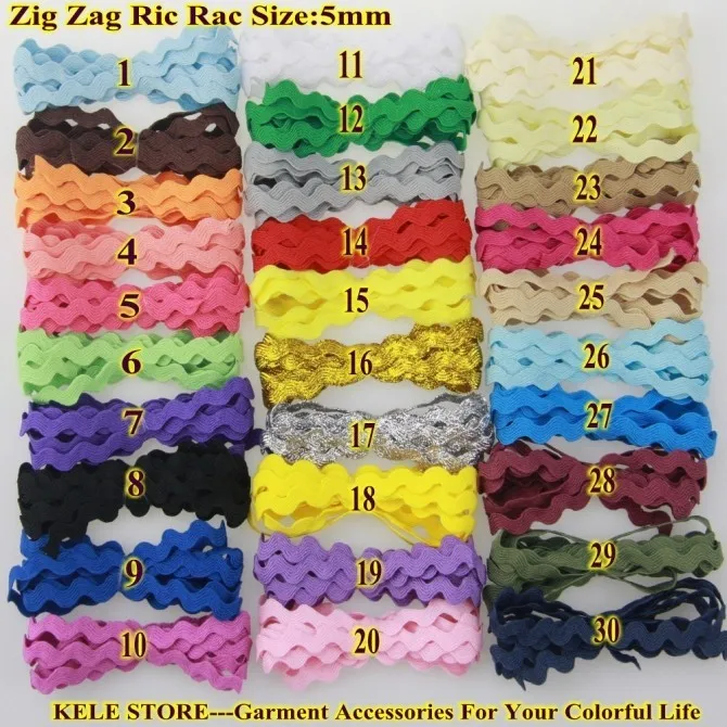 

Free shipment--Zig zag Ric rac Ribbon Tape,Zig Zag lace tape width 5-6mm,120yds/roll,mixed color DIY Decorateing garments sewing