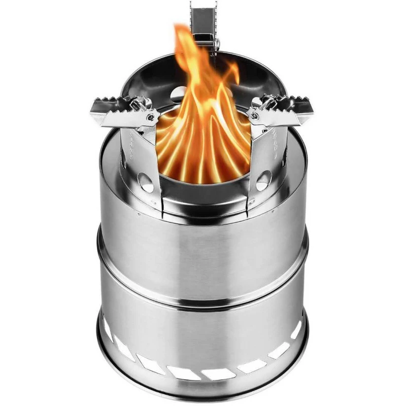 

Windproof Wood Stove Stainless Steel Alcohol Stove Detachable Folding Outdoor Camping Stove For Hiking Backpacking Picnic BBQ