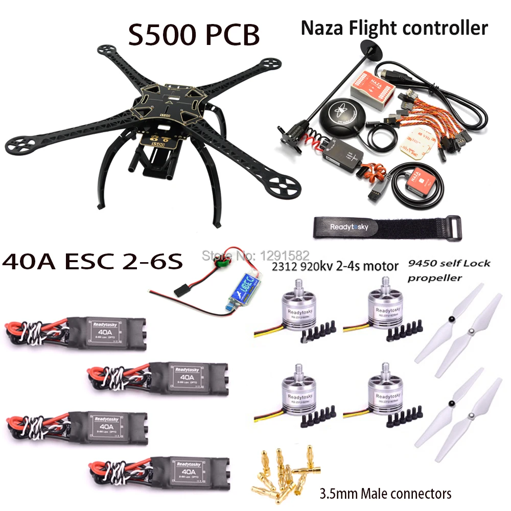 

S500 PCB 500mm Quadcopter Frame Kit with Landing Gear Naza M Lite Controller board M8N GPS 2312 920kv motor 40A ESC 3A UBEC