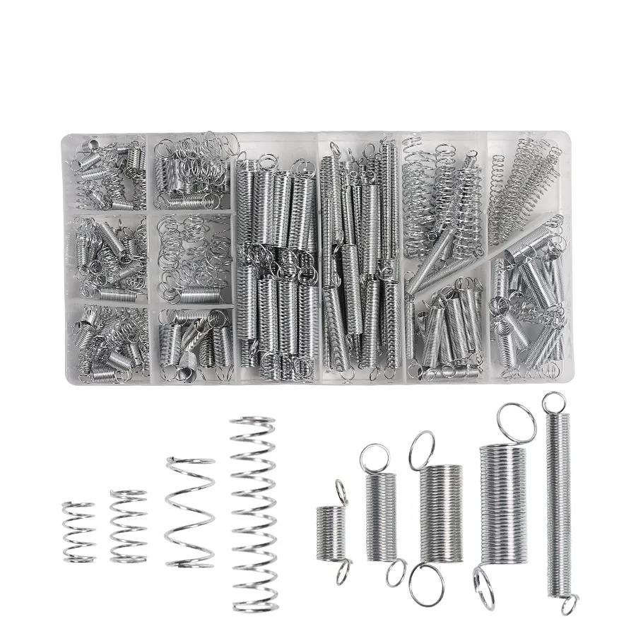 

200Pcs Steel Spring Electrical Hardware Drum Extension Tension Springs Spring Assortment with convenient re-sealable
