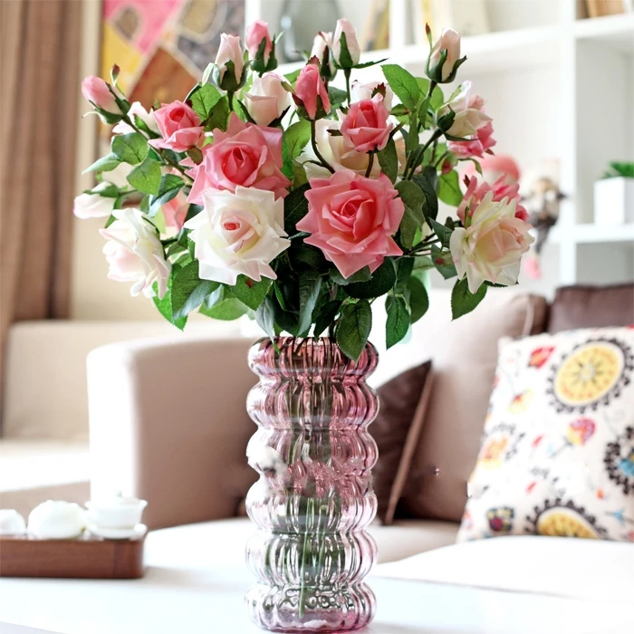 3 Heads 11cm Real Touch Rose Artificial Flowers Home Decoration Aeproduct