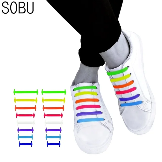 16pcs/lot Shoes Accessories Novelty No Tie Shoelaces Unisex Elastic