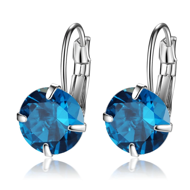 

New Single Zircon Colorful Buckle Simple 925 Sterling Silver Ear Jewelry Hoop Huggie Earring M01-ER0417