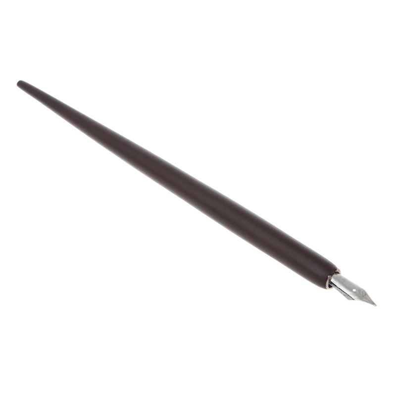 Лидер продаж деревянный английская каллиграфия ручка медной пластины скрипт косой Dip Ручка держатель+ 5 перо Feb7