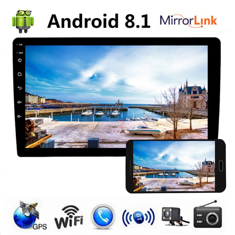 

Android 8.1 2 Din Car Multimedia Video Player 10.1" Touch Screen Car Radio Stereo GPS Navigation WiFi FM USB In Dash Head Unit