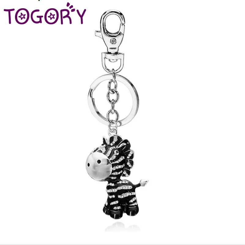 

TOGORY Big Porcelain Donkey Rhinestone Crystal Keyrings Keychains Pendant Purse Bag Buckle key chains holder for women