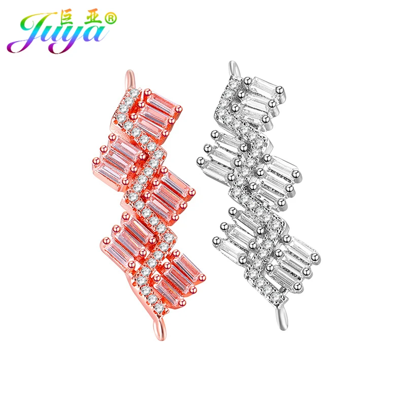 Wholesale CZ Rhinestone Connector Charms Lobster Chains Earrings Hooks Findings Components For