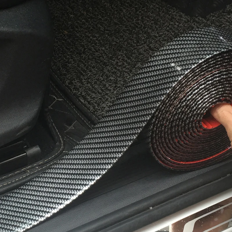 DIY автомобиля порога потертости протектор наклейки литье полосы самоклеющиеся углеродного волокна наклейки на пороги для автомобиля аксессуар 7A2345