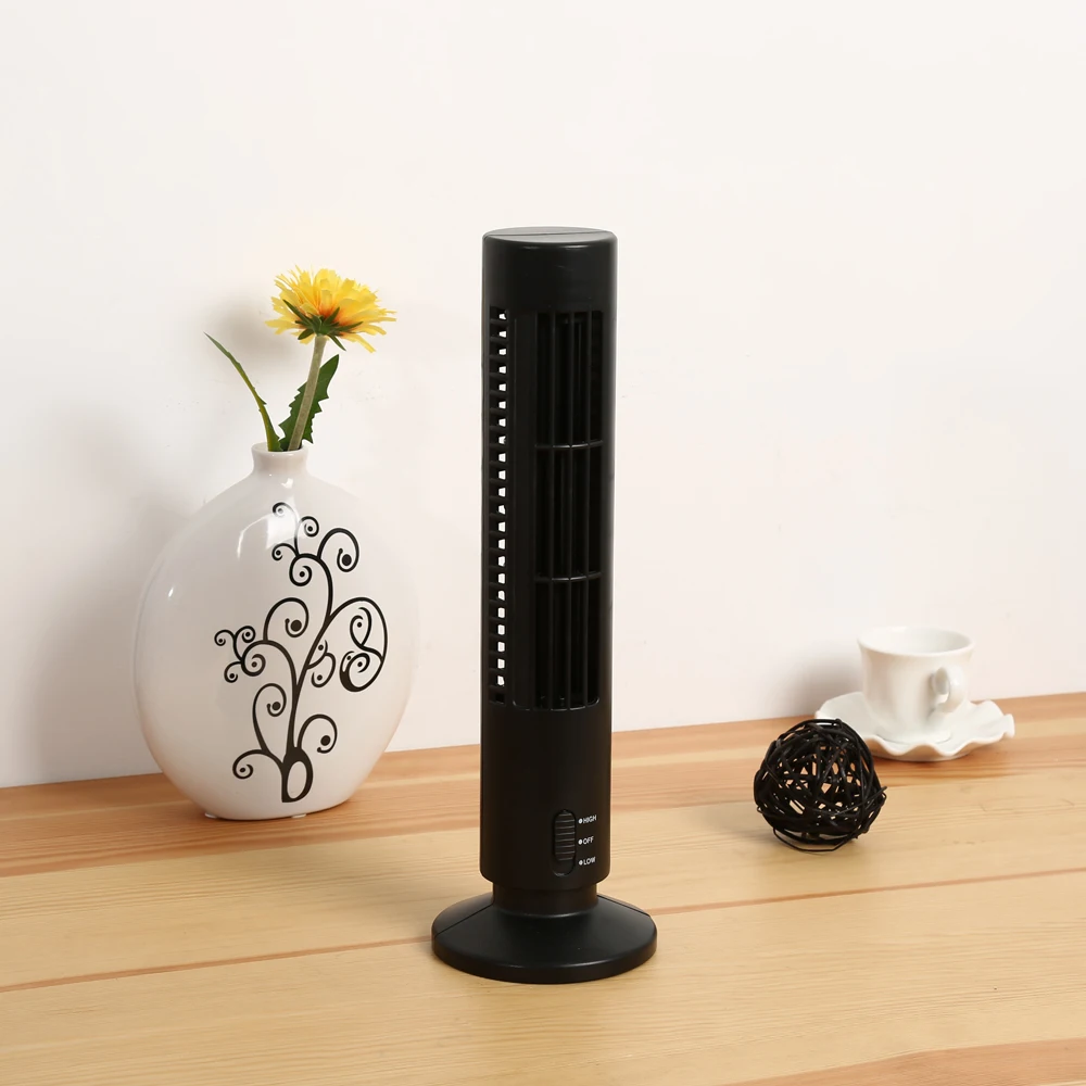 Low Noise 2 speed USB Bladeless Electric Tower Fan Low Noise Portable