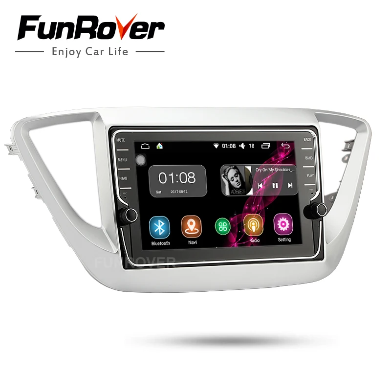 Best Funrover 2 din Car Multimedia DVD GPS Player stereo For Hyundai Verna Solaris Accent 2017 2018 Car Radio tape recorder headunit 1