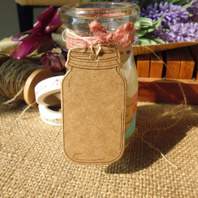 

50pcs Bookmark Bottle Shape Paper Tags Blank Creative Design DIY Note Price Lable Hang Tag Gift Tag 6.5X3.5cm