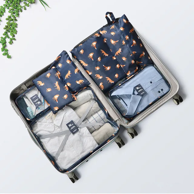 XYLOBHDG New High capacity 7pcs/set Travel Suitcase Organizer Bag Women Men Clothes Partition Arrange Storage Luggage Bags - Цвет: Fox