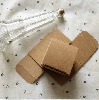 

5*5*3.5cm Brown Craft Paper Soap Box Recycled Paper Jewelry Box Small Party Gift Packing Foldable paper box 100pcs