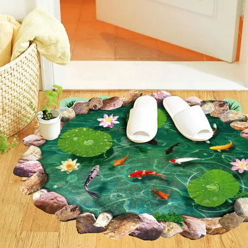 

New Qualified Ground Stickers Fish Ponds Mural Decal Room Home Decor Levert Dropship dig6329
