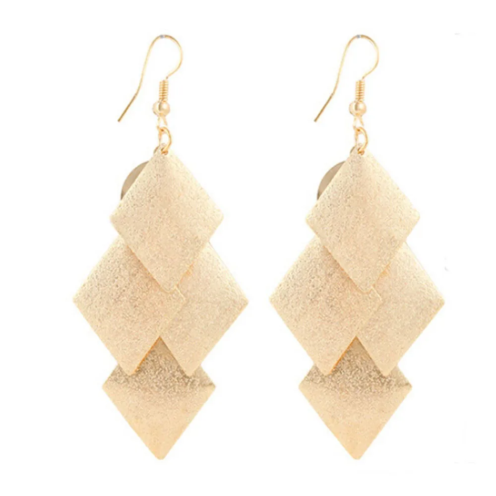 

1Pair Women Alloy Rhombus Leaves Dangle Earings Eardrop Jewelry 10.4