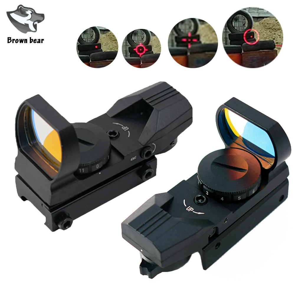 

Red Lens Optics Rail Riflescope Holographic Rainbow Lens Red Dot Sight Reflex 4 Reticle for Hunting Tactical Collimator Sight